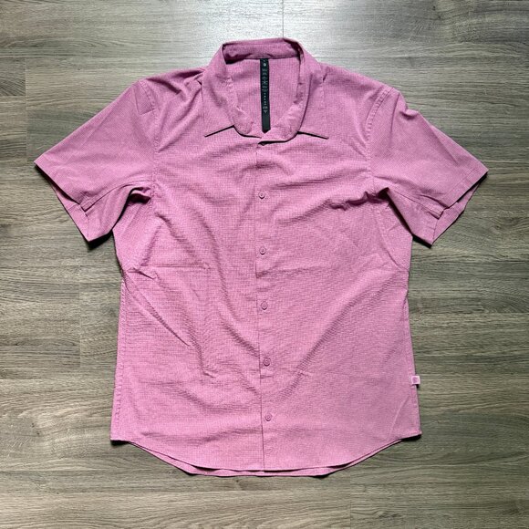 Lululemon Men's Airing Easy Short Sleeve Button-Up Shirt - Pink - Picture 2 of 7